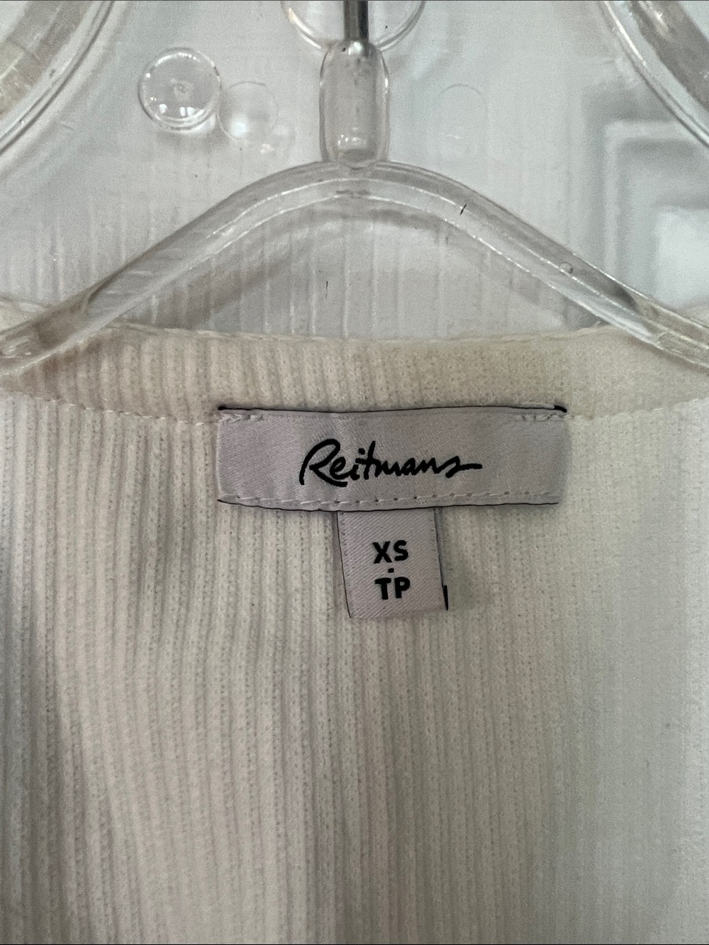 🌷6/$20🌷 Reitmans Ivory Ribbed Tank with Black Trim - Picture 2 of 4